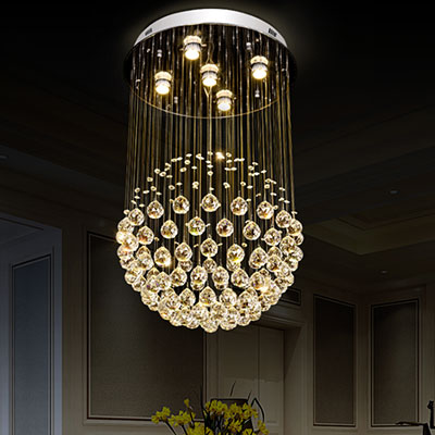 Modern crystal chandelier For Living Room Luxury LED round shape K9 crystal raindrop lighting for dining room and bedroom