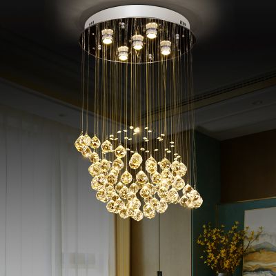 Modern Globe shape Crystal Chandelier Round Crystal Lamp Modern Crystal Light Fixture Hanging Chandelier Home Indoor Lighting