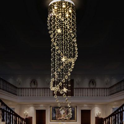 Modern crystal raindrop Chandeliers LED Cystal long Staircase Chandelier Stair lamps Light Fixtures luxury pendant lamp