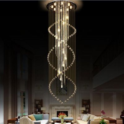 LUXURY LED Cystal Chandelier Light Fixtures for living room stainless steel chandeliers K9 crystal Home Stair lamp AC110-220V