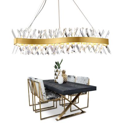 Modern crystal Chandeliers For Living Room oval Gold Home Hanging Lighting Fixtures crystal stainless steel pendant lamp