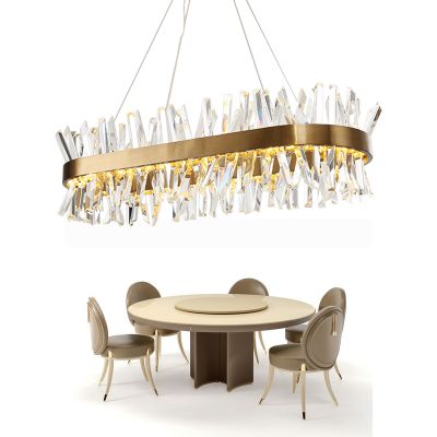 Modern crystal Chandeliers For Living Room oval Gold Home Hanging Lighting Fixtures crystal stainless steel pendant lamp