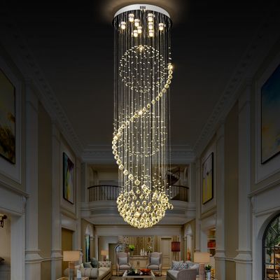 Modern K9 crystal Chandeliers LED Crystal long Staircase Indoor Chandelier Long Stair lamps Villa Hotel hall Lighting Fixture