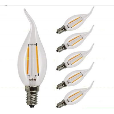 LED Lamp E14/12 2W 4W 6W tail Dimmable LED Bulb Warm White Edison retro glass bulb for chandelier