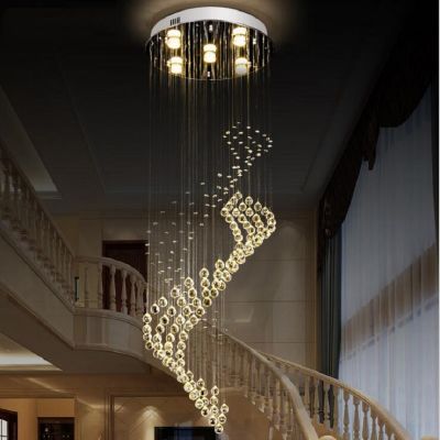 LUXURY LED Cystal Chandelier Light Fixtures for living room stainless steel chandeliers K9 crystal Home Stair lamp AC110-220V