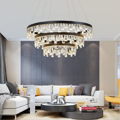 Modern LED 3 Layers Cystal Chandeliers for Living Room Large lustre de cristal chandelier Foyer LED chandlers for home