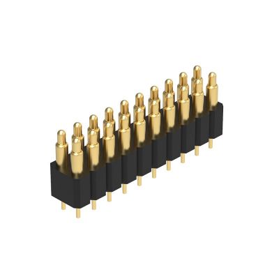 High Stability Plastic Brass spring loaded 2.54mm male H4.0mm Dual Row Straight DIP pogo pin connector for PCB